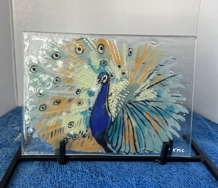 Peacock, Fused Glass, Glass Paint, Fired Glass, Glass Art, Colorful, Peacock